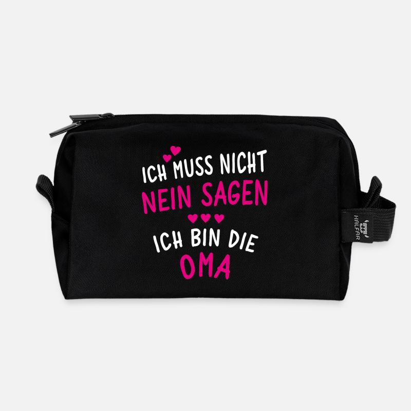 Ich bin die Oma - Recycelte Kulturtasche - Schwarz