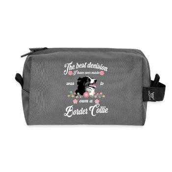 Border Collie - Recycelte Kulturtasche - Anthrazit - Vorne