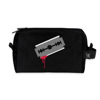 plaie sang de coupe Lame de rasoir cicatrice 3c - Trousse de toilette en tissu recyclé - noir - Devant