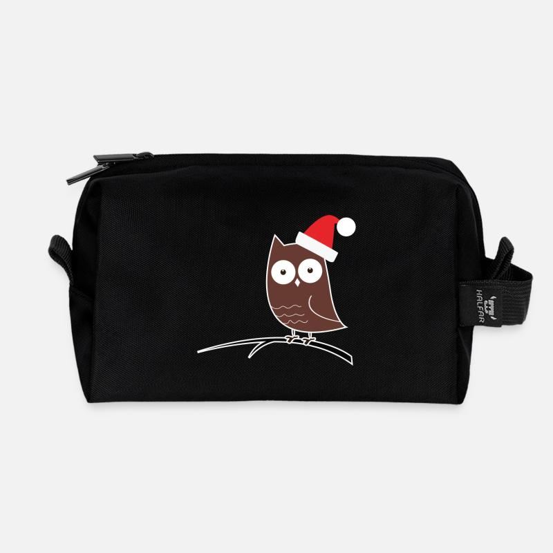 Die Weihnachts-Eule! Geschenk Idee - Recycelte Kulturtasche - Schwarz