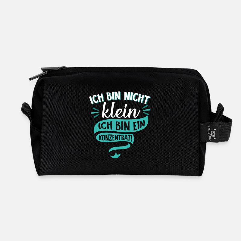 Ich bin nicht klein Ich bin ein Konzentrat Spruch - Recycelte Kulturtasche - Schwarz