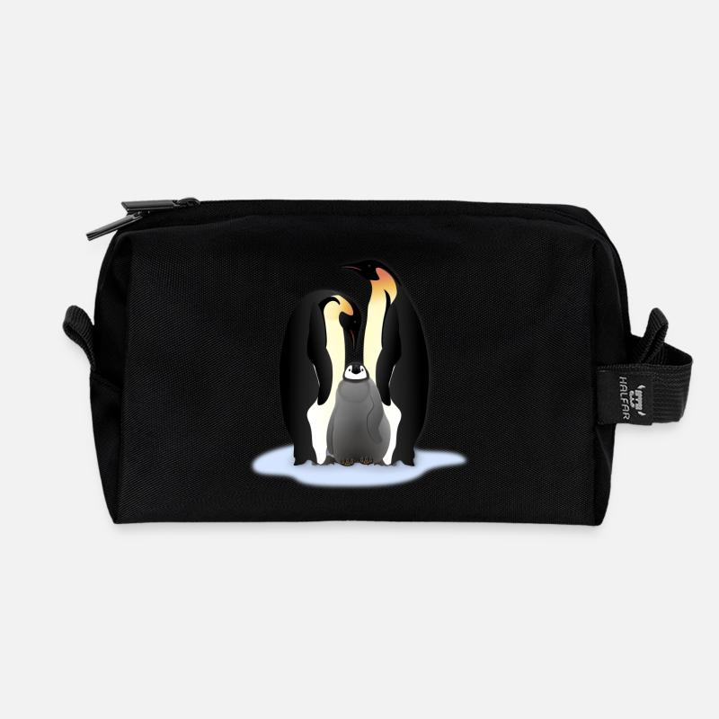 Pinguin Familile - Recycelte Kulturtasche - Schwarz