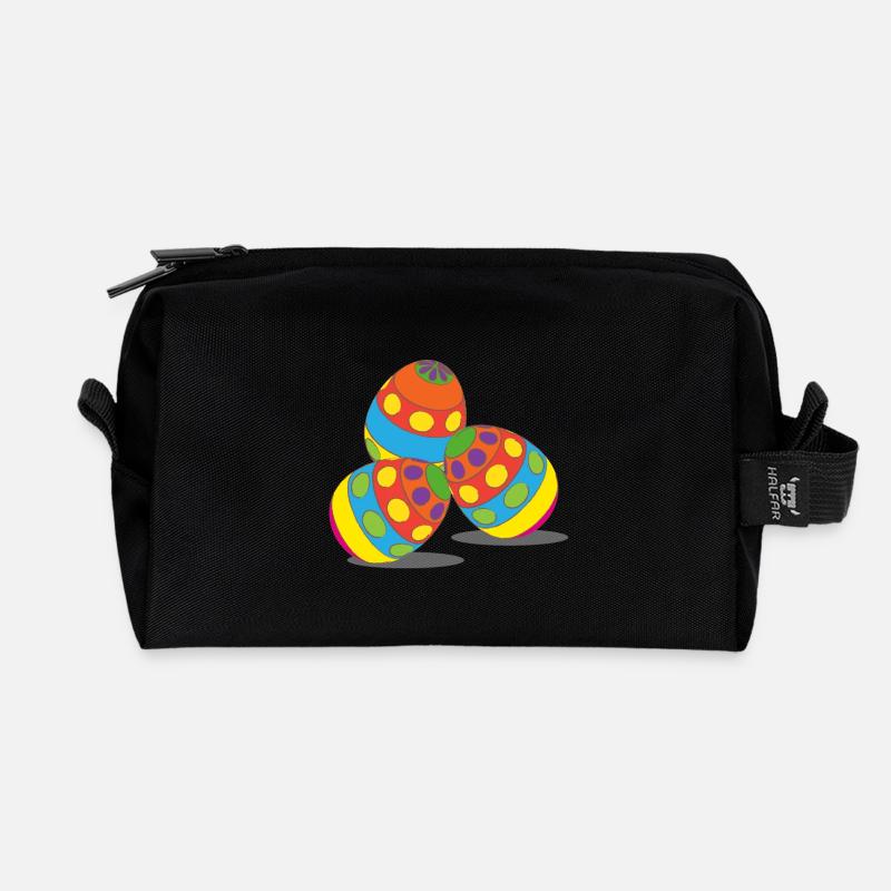 Ostereier, Ostern, frohe Ostern, happy eastern - Recycelte Kulturtasche - Schwarz