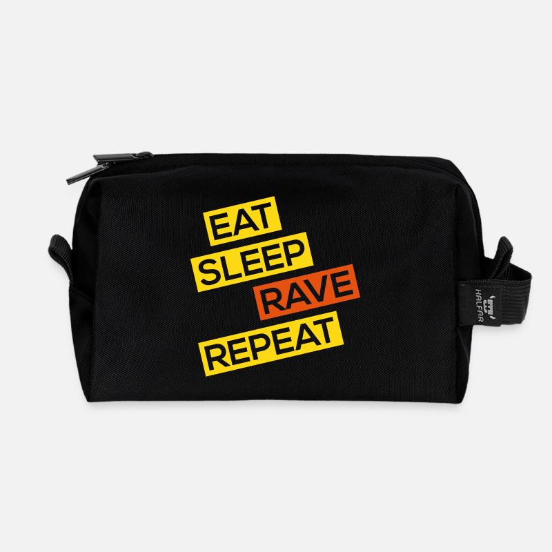 eat sleep rave repeat - Recycelte Kulturtasche - Schwarz