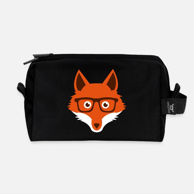 Süßer Lustiger Hipster Fuchs mit Nerd Brille - Recycelte Kulturtasche - Schwarz