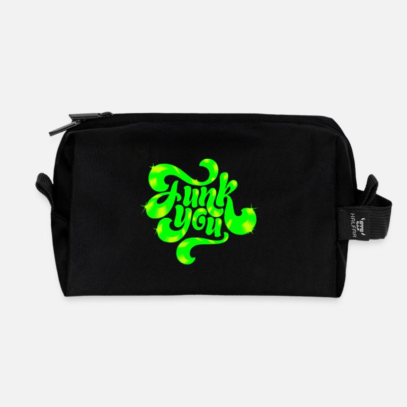 Grünes Neon-Punk-Textdesign - Recycelte Kulturtasche - Schwarz
