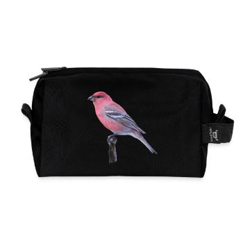 Watercolor cardinal on branch - Recycled Toiletry Zip Bag - black - Front