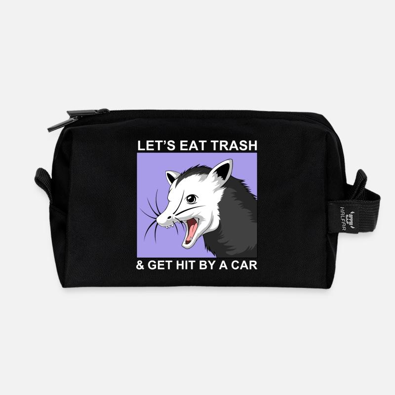 Let es Eat Trash und Get Hit By A Car - Recycelte Kulturtasche - Schwarz