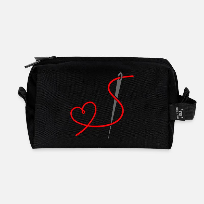 Ich liebe Nähen - Recycelte Kulturtasche - Schwarz