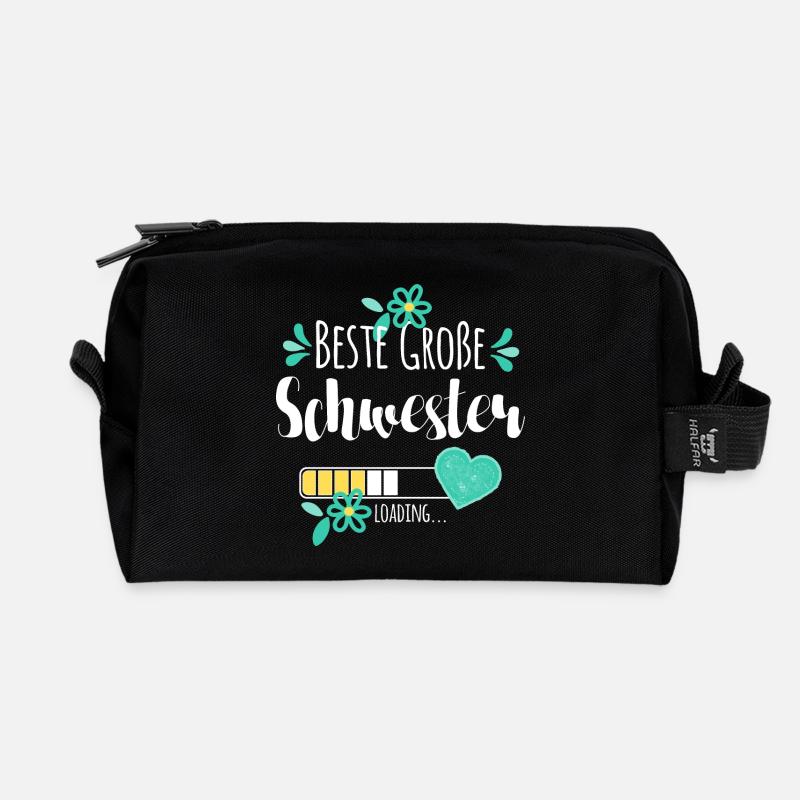 Beste Große Schwester Loading - Recycelte Kulturtasche - Schwarz