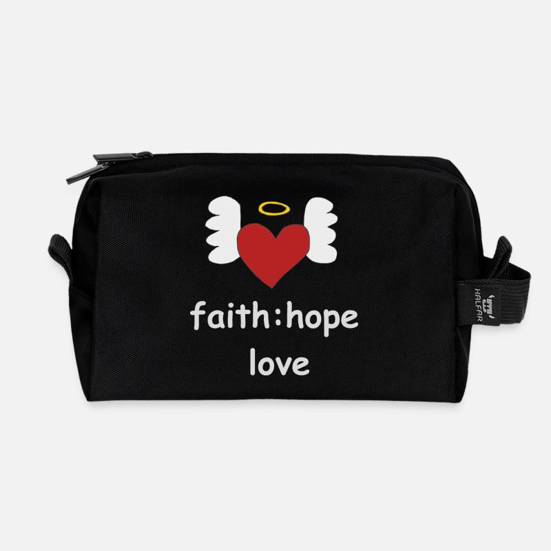 herz flügel faith - Recycelte Kulturtasche - Schwarz