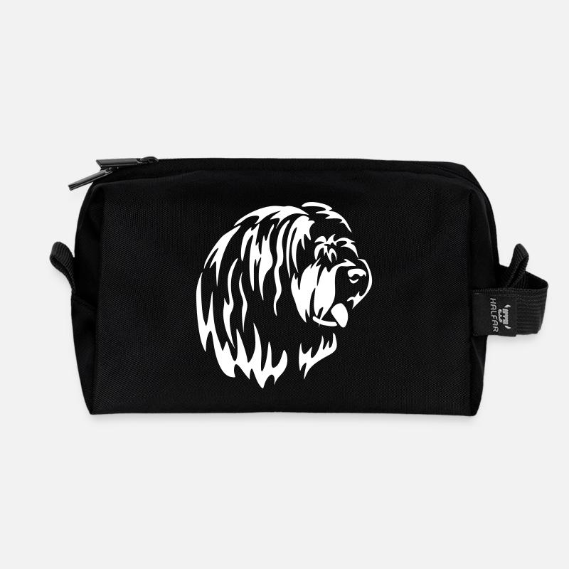 Bearded Collie Head "Black Edition" - Recycled Toiletry Zip Bag - black
