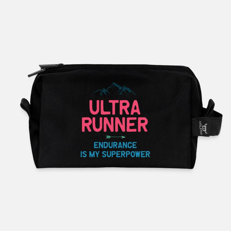 Ultra Runner - Ausdauer ist meine Superkraft - Recycelte Kulturtasche - Schwarz