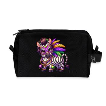 Mardi Gras Zebra Comic Süß - Recycelte Kulturtasche - Schwarz - Vorne