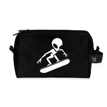 Design minimaliste : Alien Snowboarder - Trousse de toilette en tissu recyclé - noir - Devant