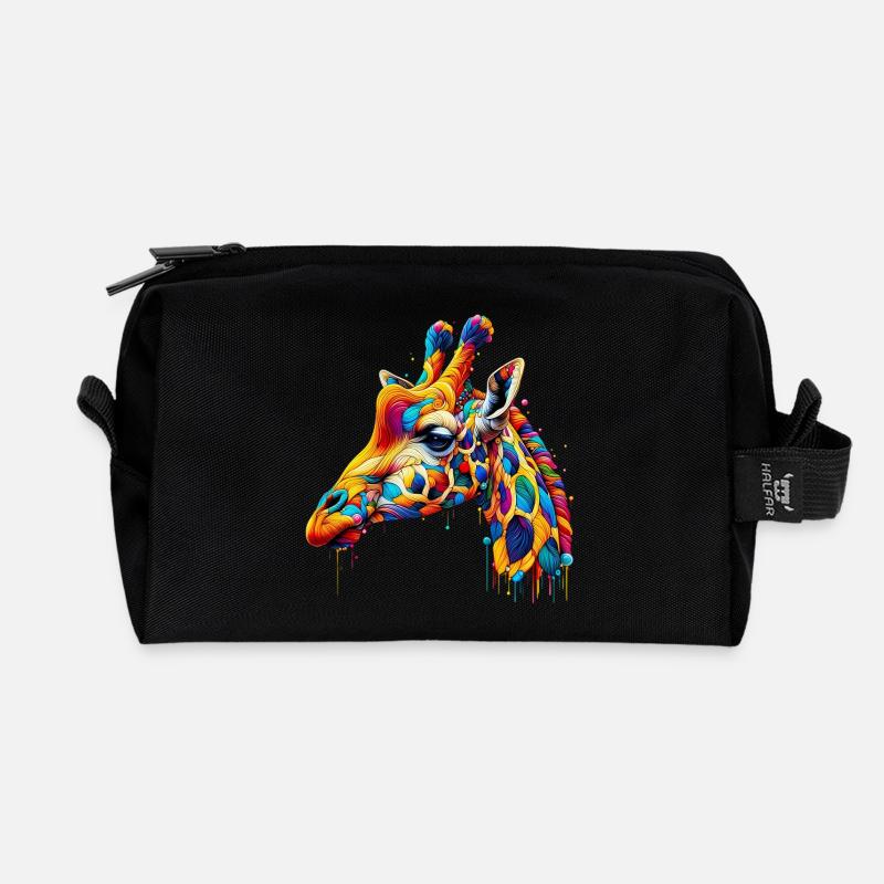 Giraffe - Recycelte Kulturtasche - Schwarz