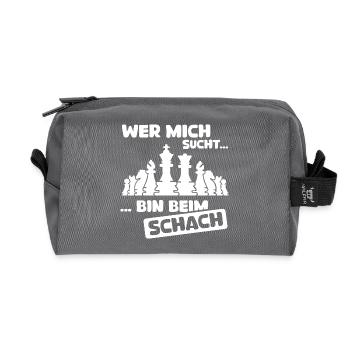Schach lustige Sprüche bin beim Schachspielen icon - Recycelte Kulturtasche - Anthrazit - Vorne