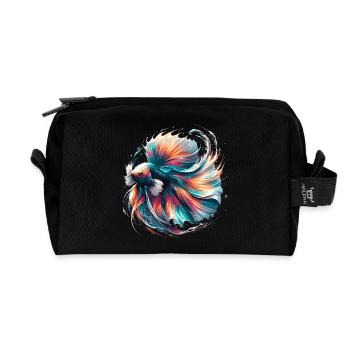 Leuchtender Betta Splendens, Kampffsich bunt - Recycelte Kulturtasche - Schwarz - Vorne