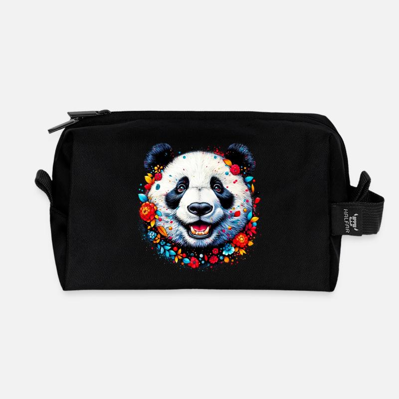 Panda - Recycelte Kulturtasche - Schwarz