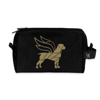 Rottweiler Angel with Wings Silhouette - Recycled Toiletry Zip Bag - black - Front