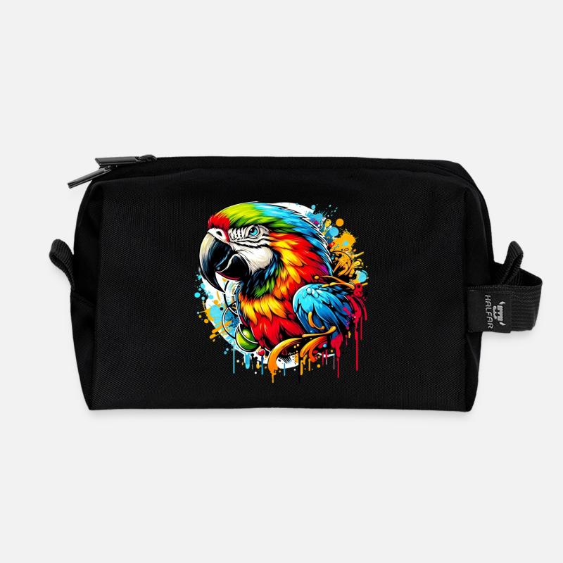 Papagei - Recycelte Kulturtasche - Schwarz