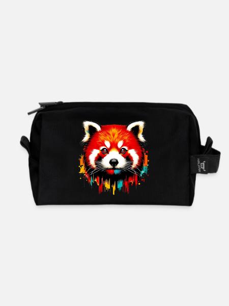 Red panda - Recycled Toiletry Zip Bag - black
