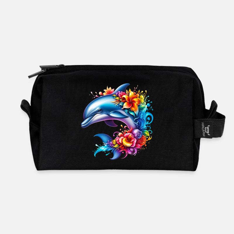 Delfin - Recycelte Kulturtasche - Schwarz