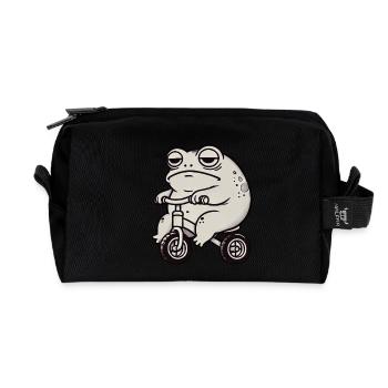 Frosch Kröte Unke Laufrad Dreirad Lustig Skurril - Recycelte Kulturtasche - Schwarz - Vorne