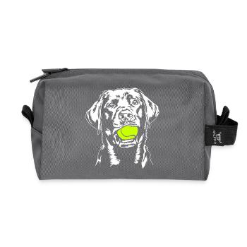 Labrador Ball Balljunkie Labbi Dogs Wilsigns - Recycled Toiletry Zip Bag - anthracite - Front