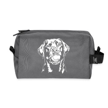 Labrador Ball Balljunkie Labbi Dogs Wilsigns - Recycled Toiletry Zip Bag - anthracite - Front