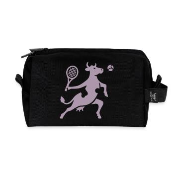 Cow Tennis Tennis Player Silhouette Minimalist - Recycled Toiletry Zip Bag - black - Front