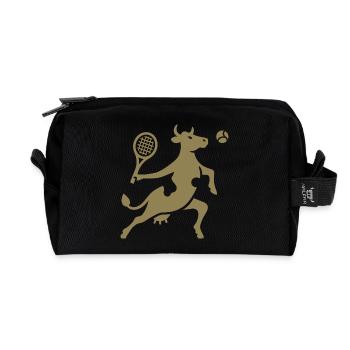 Cow Tennis Tennis Player Silhouette Minimalist - Recycled Toiletry Zip Bag - black - Front