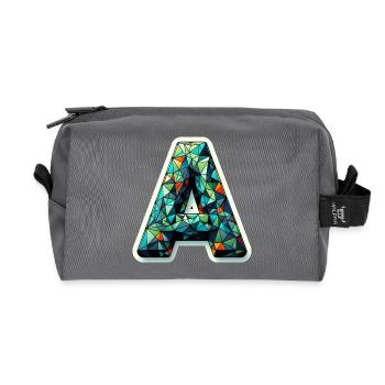 Letter A Polygon Colorful - Recycled Toiletry Zip Bag - anthracite - Front