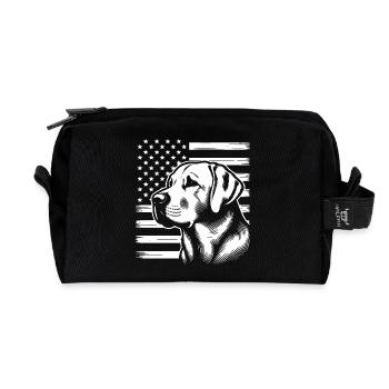Labrador Retriever Lab mit amerikanischer Flagge - Recycelte Kulturtasche - Schwarz - Vorne