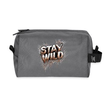 Stay Wild Lebenseinstellung Motto - Recycelte Kulturtasche - Anthrazit - Vorne
