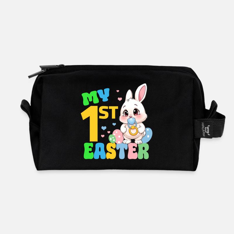 My First Easter - Mein erstes Osterfest - Recycelte Kulturtasche - Schwarz