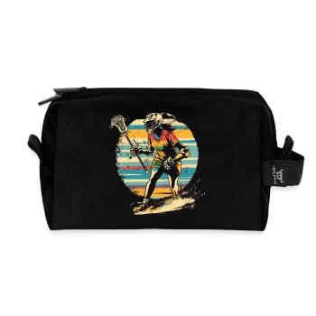 Retro Lacrosse Player 90s - Recycled Toiletry Zip Bag - black - Front