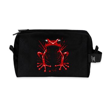 Red Poison Dart Frog - Tribal Animal Art - Recycled Toiletry Zip Bag - black - Front