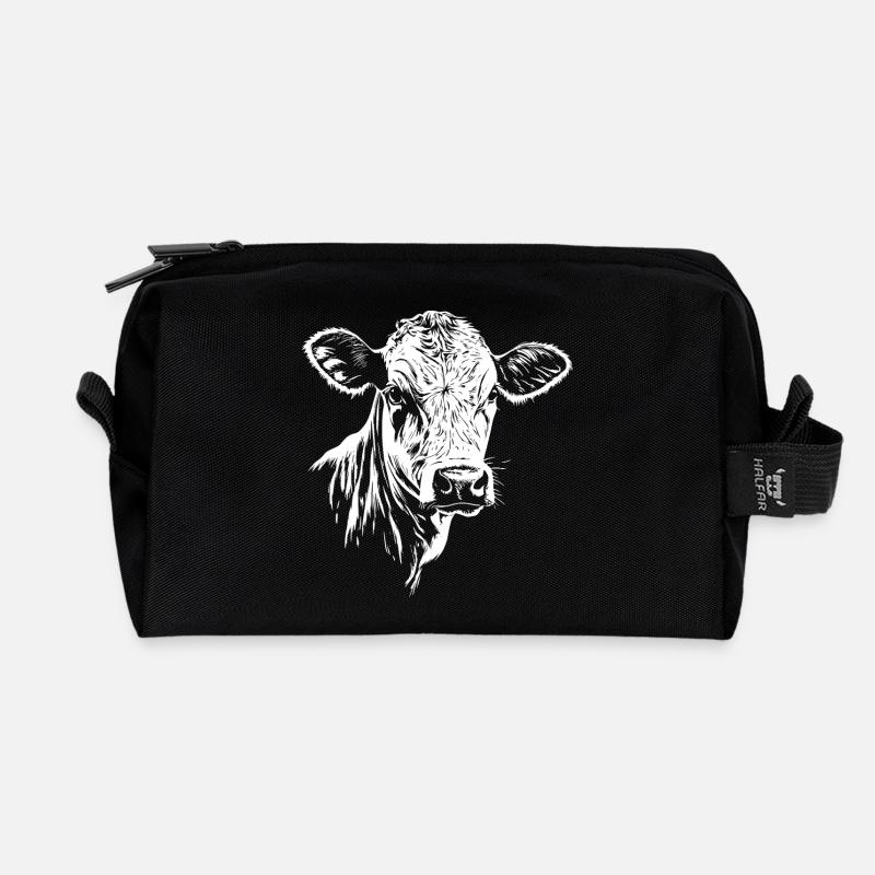 Graphique de la vache - Trousse de toilette en tissu recyclé - noir