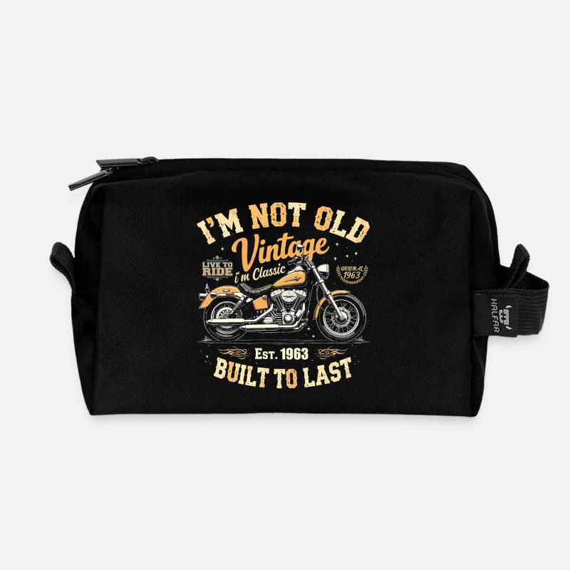 Jahrgang 1963 geboren Motorrad Geburtstag Geschenk - Recycelte Kulturtasche - Schwarz