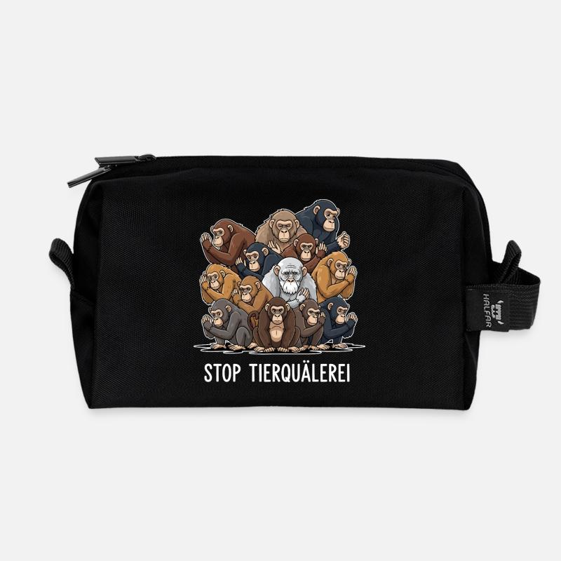 STOP TIERQUÄLEREI - Recycelte Kulturtasche - Schwarz