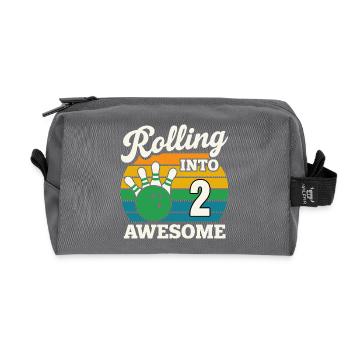 Rouler en 2 avec une boule de bowling - Trousse de toilette en tissu recyclé - anthracite - Devant
