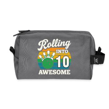 Rolling Into 10 Fun Bowling Design - Recycelte Kulturtasche - Anthrazit - Vorne