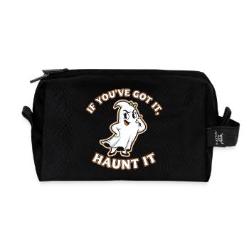 Playful ghost motif with saying - Recycled Toiletry Zip Bag - black - Front