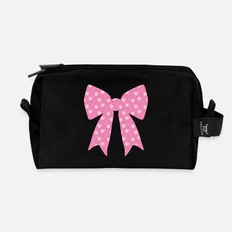 Pink Ribbon - Recycled Toiletry Zip Bag - black