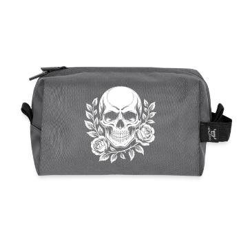 Monochromer Totenkopf mit Rosenzweig - Recycelte Kulturtasche - Anthrazit - Vorne