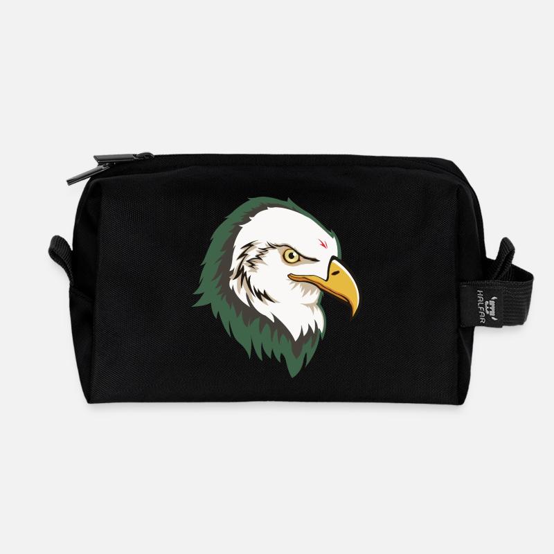 Eagle Head - Recycled Toiletry Zip Bag - black