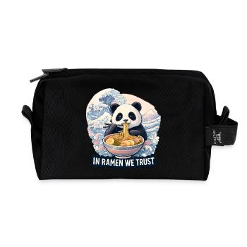 Bol de nouilles ramen panda - Trousse de toilette en tissu recyclé - noir - Devant