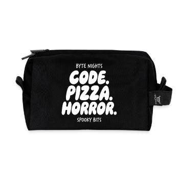 Byte Nächte: Code Pizza Horror - Recycelte Kulturtasche - Schwarz - Vorne