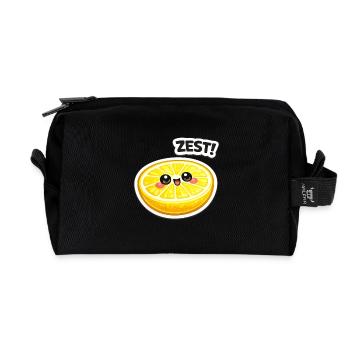 Zitrus Zest Sticker - Recycelte Kulturtasche - Schwarz - Vorne